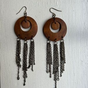 Wood and metal earrings